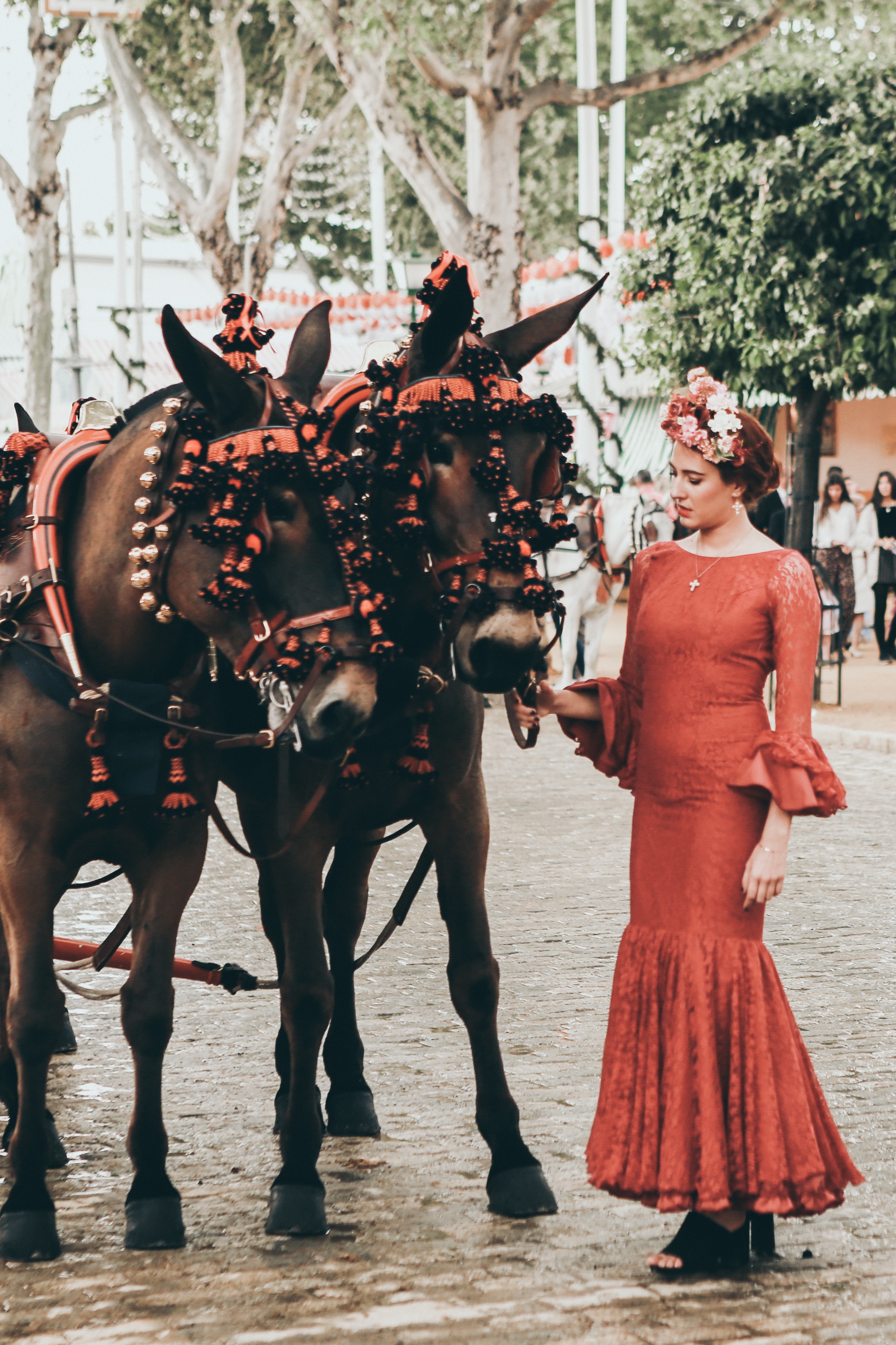 Woman dressed up in traditional wear for the Feria de Abril in sevilla